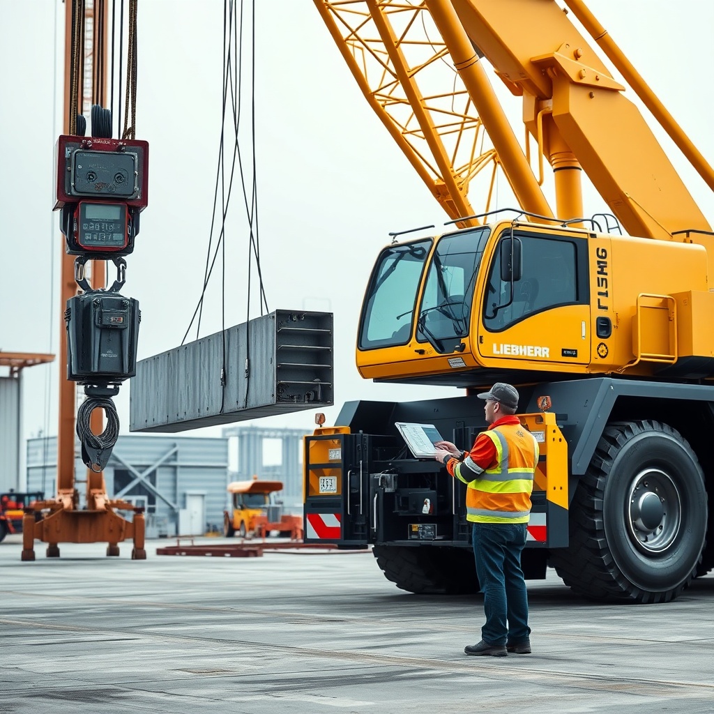 A photorealistic photo showing a Liebherr LTM 1050-3